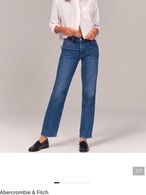 Abercrombie & Fitch Women's Straight-Leg Jeans in Classic Blue Denim